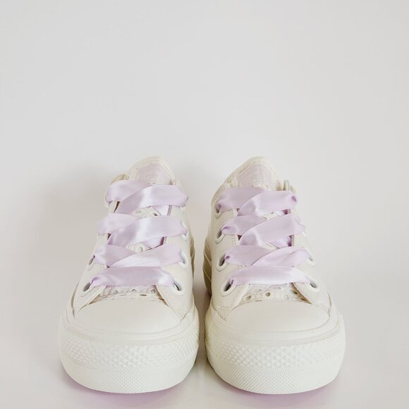 Converse CTAS Lift Ox Matte Satin Egret/Lilac Daze Platform Sneakers A10301C NWT - Picture 6 of 6